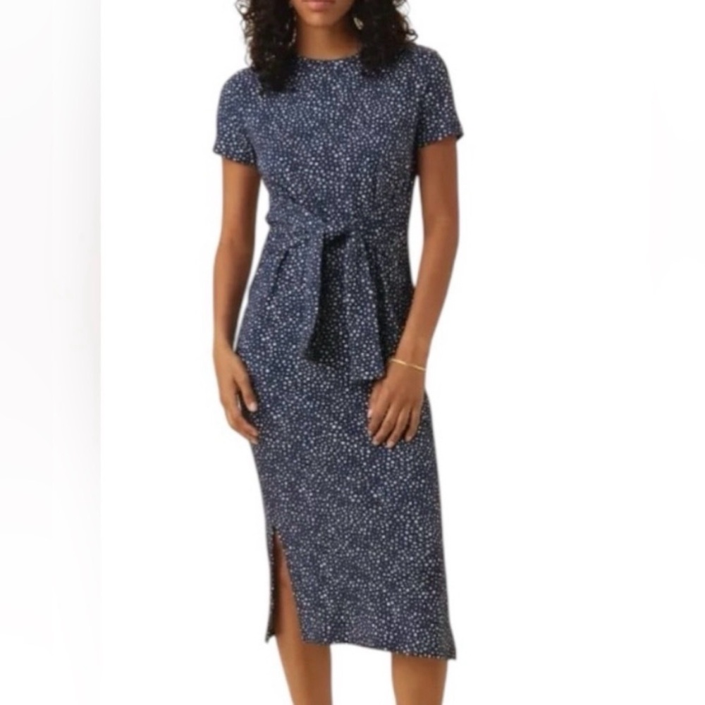 Amour Vert Teal, White & Black Floral Short-Sleeve Maxi Dress